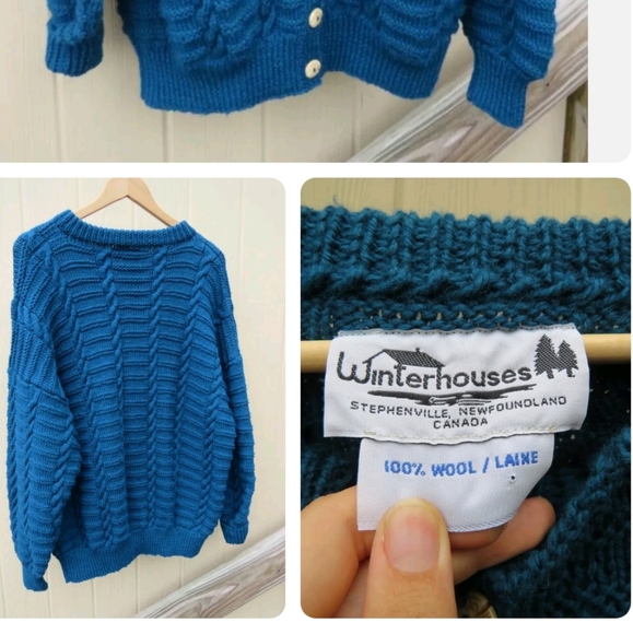 Women’s 100% Wool Fisherman Cable Knit Cardigan Canada Sz XL - Picture 3 of 3
